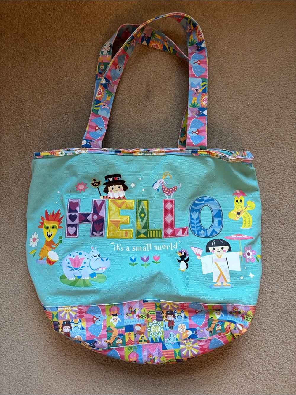 Disney Hello 'It's a small world' Colorful Tote Bag - Turquoise, Multicolor